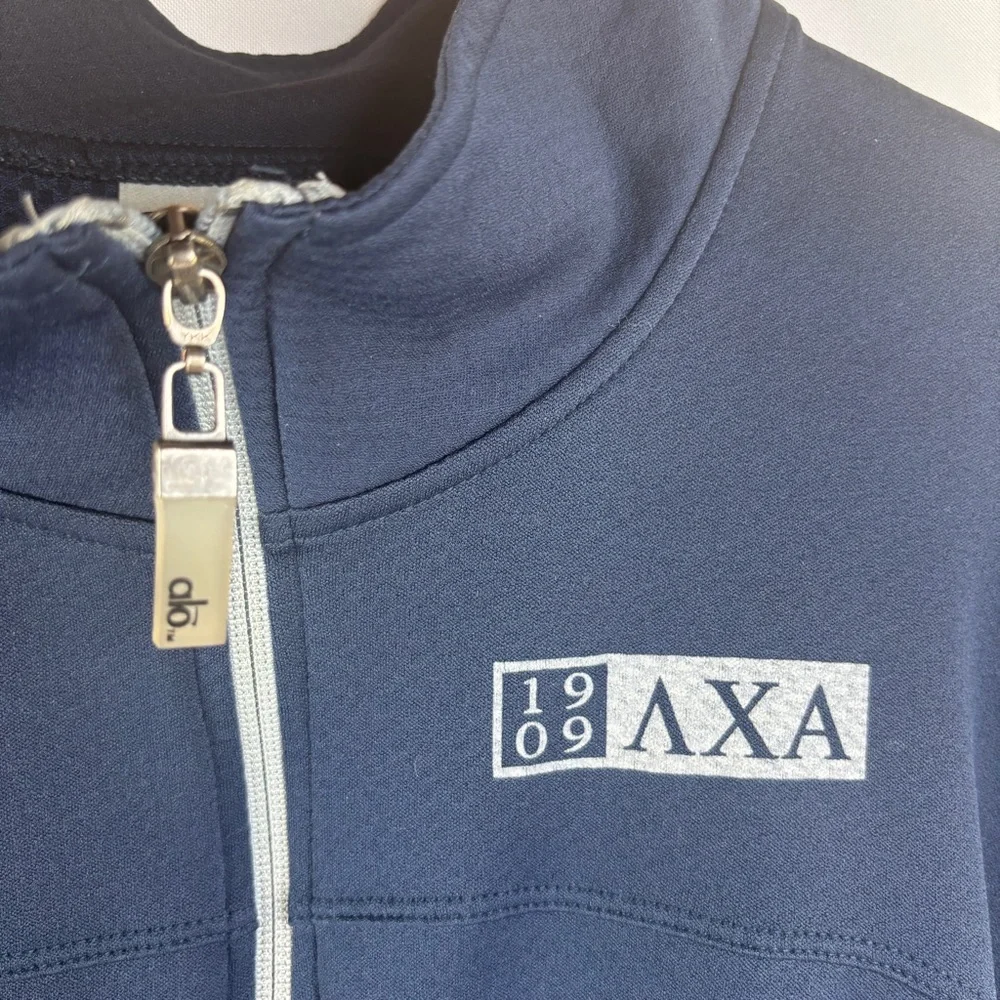 Alo Coolfit Mens Track Jacket Full Zip Navy Blue Gray Size Large - Picture 5 of 12